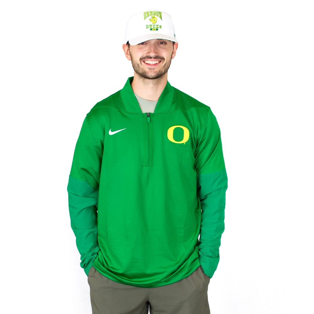 Classic Oregon O, Nike, Green, Pullover, Performance/Dri-FIT, Men, Football, Midweight, Coaches, Pullover, Sweatshirt, 926074